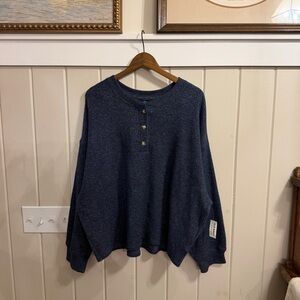 NWT Old Navy Women's Blue Henley Sweater, Size XXL